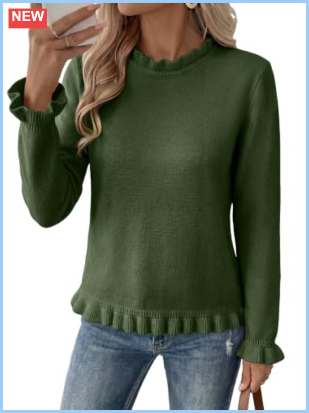 Peplum Sweater Womens Ruffle Mock Neck Pullover Dressy Fall Office